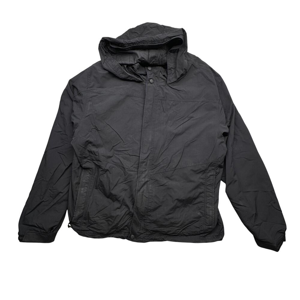 LL Bean BCY9 Nylon Shell Jacket Mens XL Hooded Black Pockets Full Zip